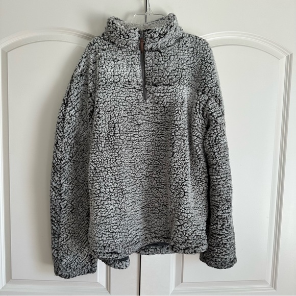 Thread & Supply Grey Sherpa Pullover with Zipper True Grit Style - Picture 3 of 16